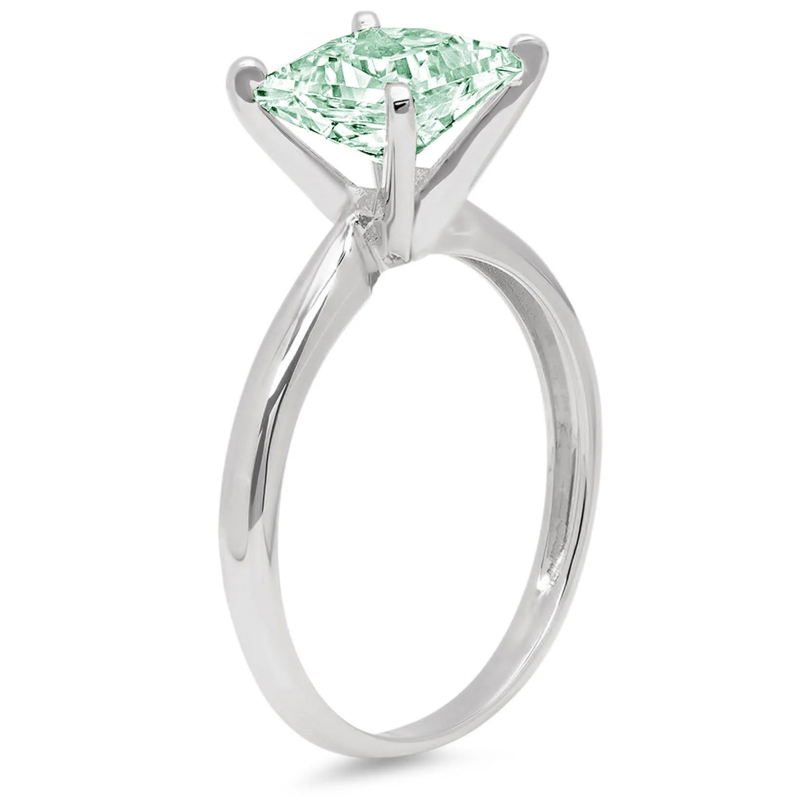 1.5ct Princess Cut Blue Moissanite 18k White Gold Ring Size 3.75 T51034