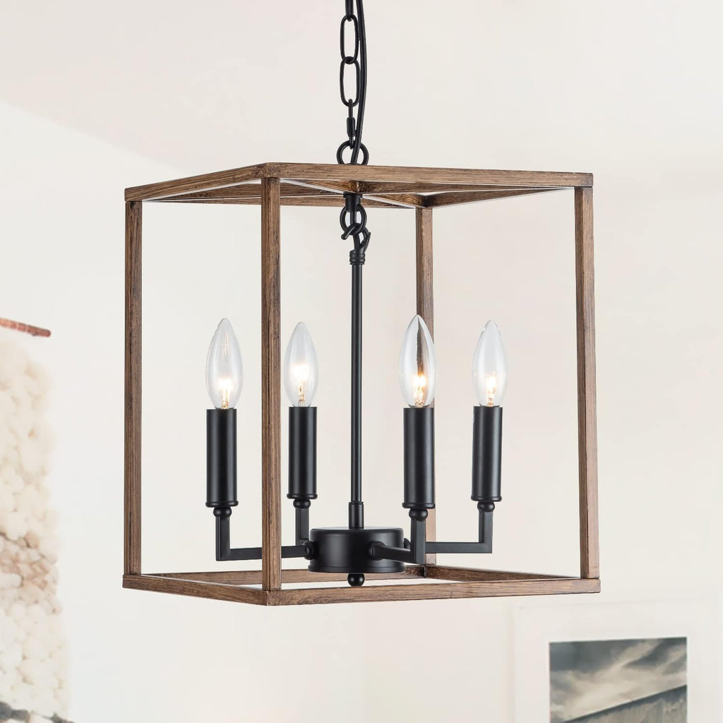 Black 6-Lights Industrial Candelabra Chandelier, 28 inches D18190