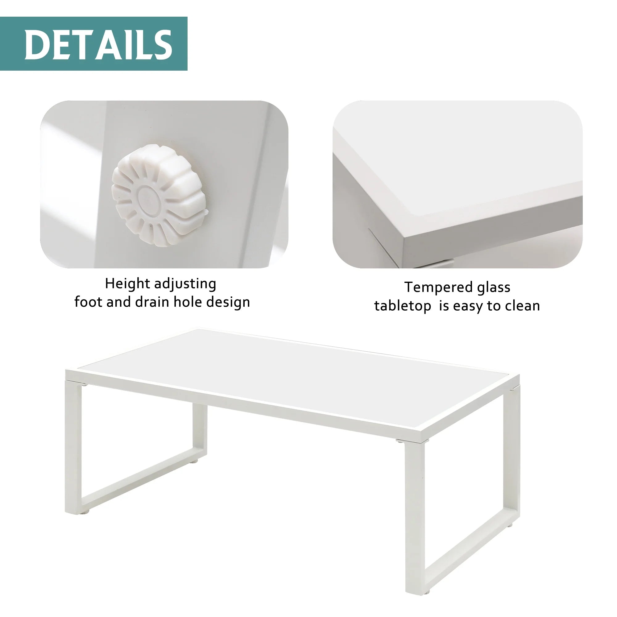 White Frame Blue Cushion 7 Pcs Outdoor Patio Furniture Set R4972