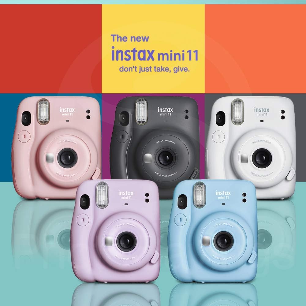 Sky Blue Instant Film Camera with 20 Exposures Twin Film, Carrying Case, Camera Strap & Film Frames N735104