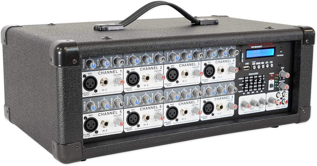 2400w Powered 8 Channel Mixer/Amplifier with Bluetooth W6199