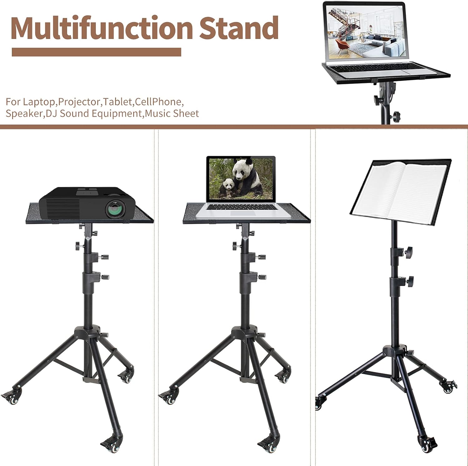 Adjustable Height Metal Laptop Tripod Stand, Pack of 2 W9382