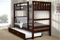 Twin/Twin Bunk Bed with Trundle Bed Dark Cappuccino Finish I972033