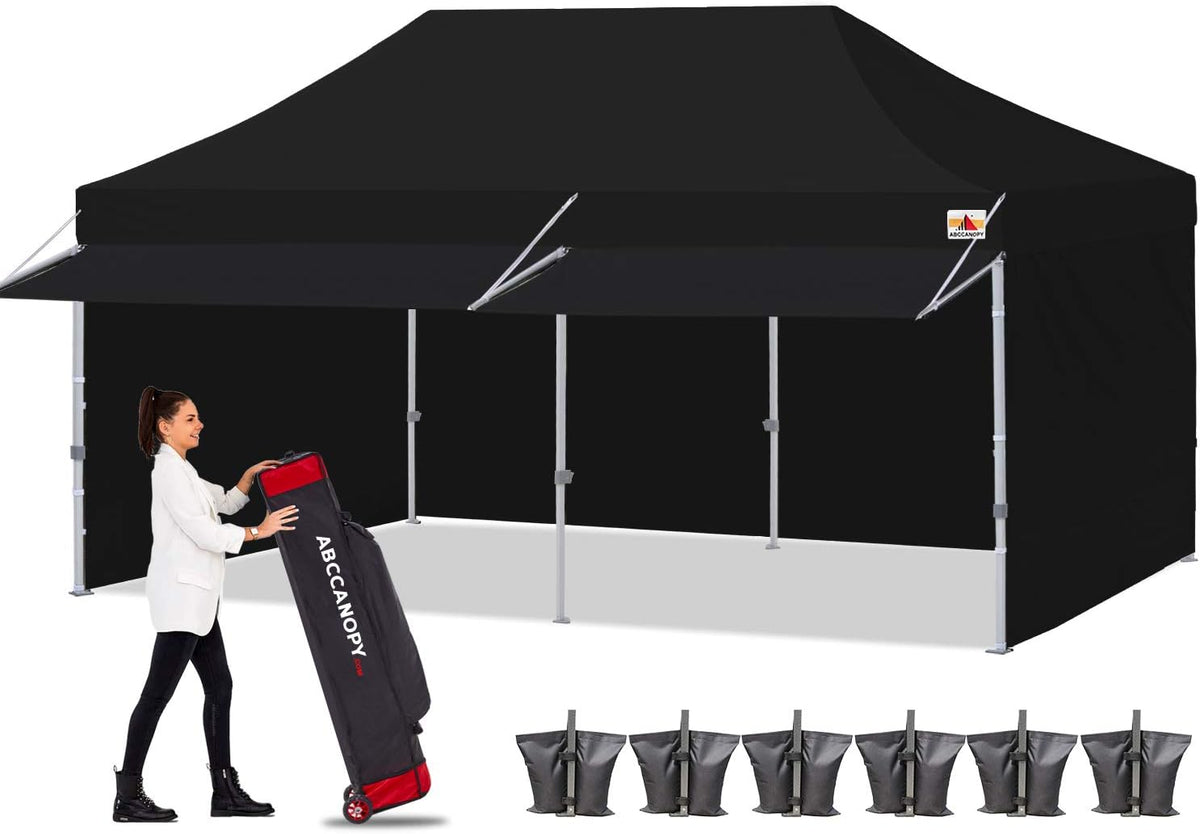 White 10x10 Pop up Canopy Tent with Awning and Sidewalls N78630