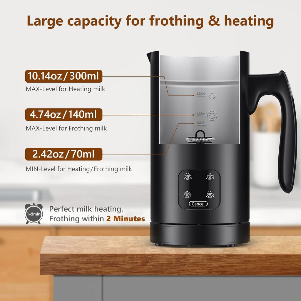 Black Pack of 2 Stainless Steel Electric Milk Frother and Steamer M8771