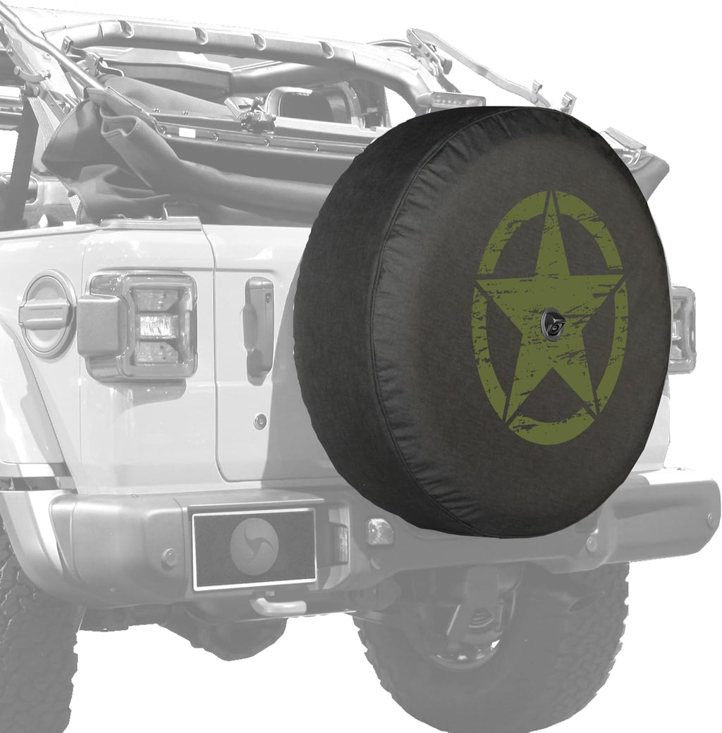 Distressed Star White Print 32 Soft Tire Cover for Jeep Wrangler JL with Back-up Camera Z2380