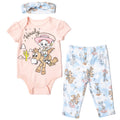 3 Piece Baby Girls Bodysuit Pants and Headband Outfit Set W342
