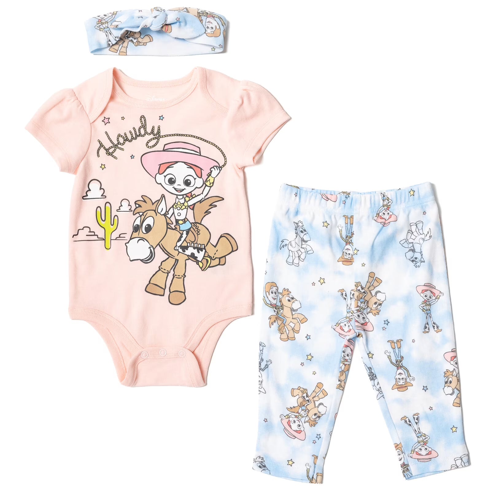 3 Piece Baby Girls Bodysuit Pants and Headband Outfit Set W342