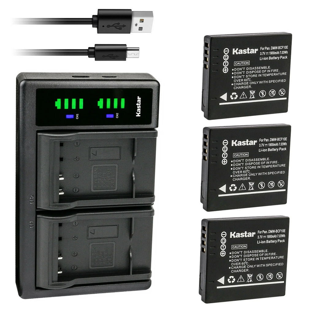 3-Pack Battery and USB Charger for Lumix Cameras A810