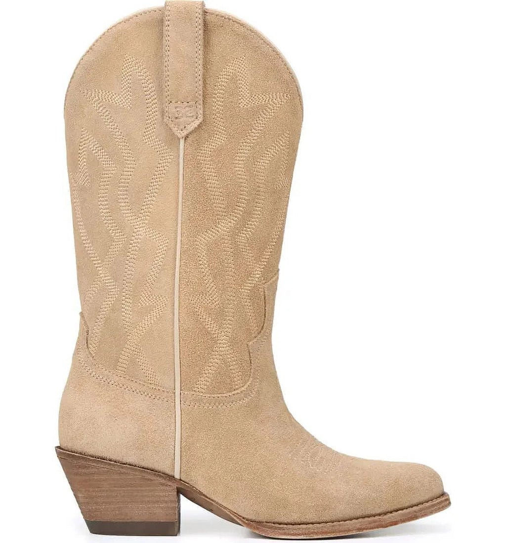 Sand Suede Pointed Toe Western Boots L1466