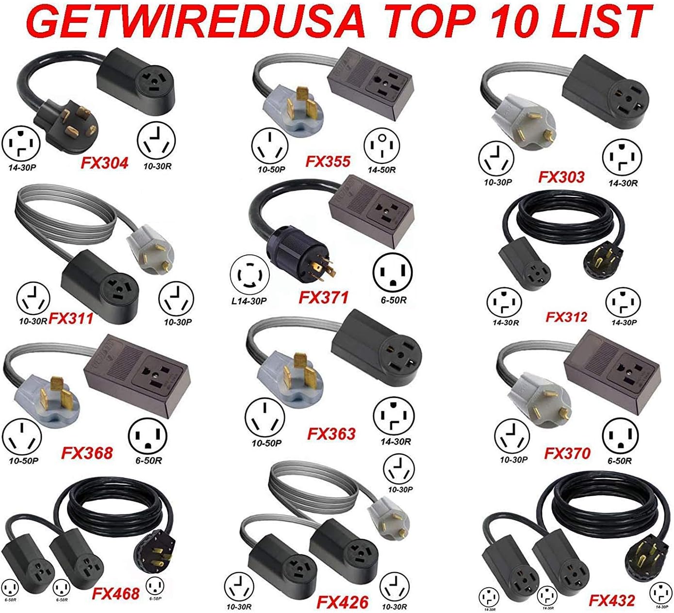 75-Foot NEMA L14-30P to 6-50R Heavy Duty 10/3 Extension Cord Adapter D6848