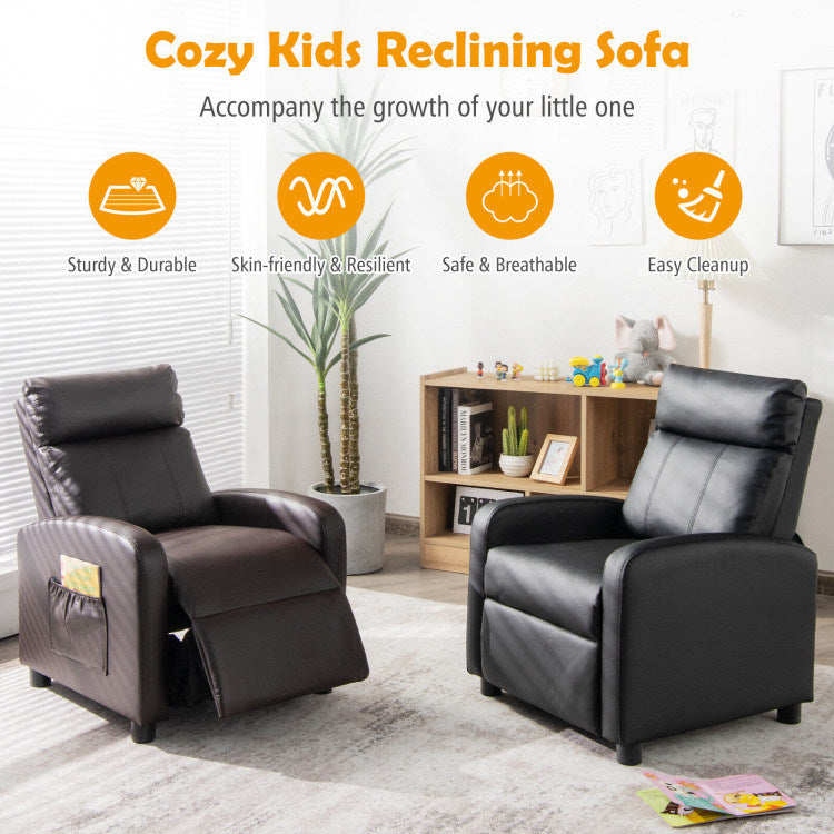 Ergonomic PU Leather Kids Recliner Lounge Sofa K8506