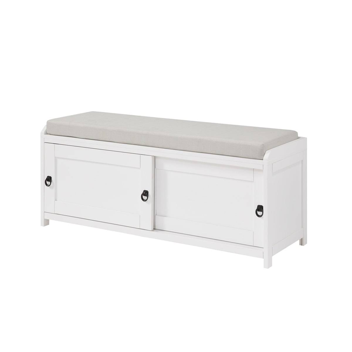 Black Wood Storage Bench with 2 Cabinets M260004
