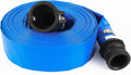 2 x 50FT Blue Discharge Hose with Camlock C and E Fittings, Reinforced PVC Lay Flat Backwash Hose Assembly J88485