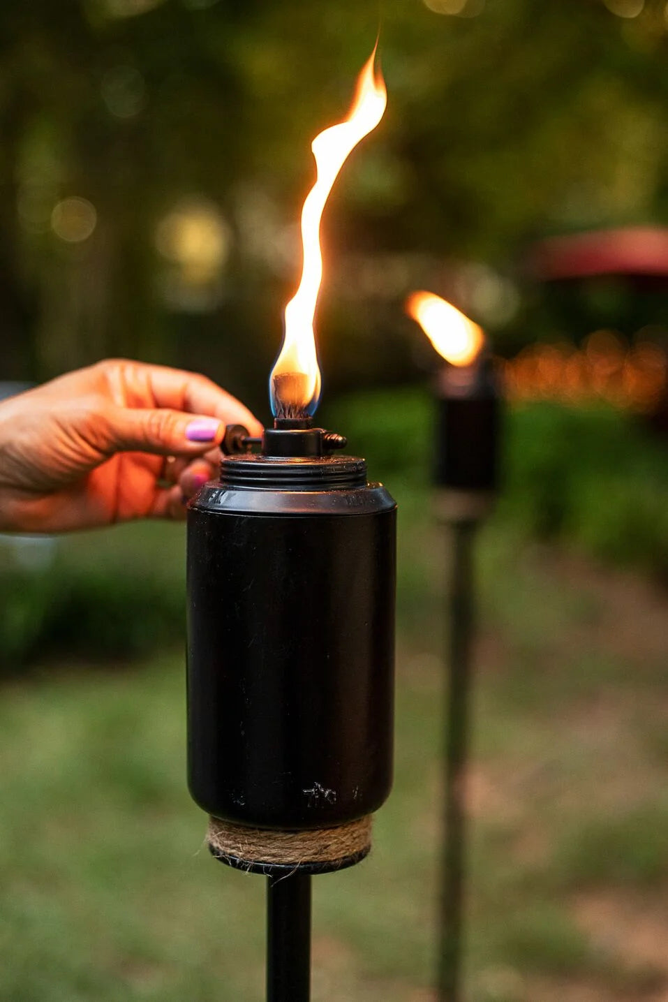 Adjustable Flame 65" TIKI Torch Resin Black F659