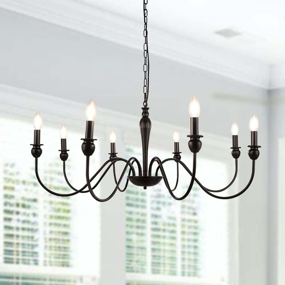 Black Farmhouse 6-Light Chandelier D7686