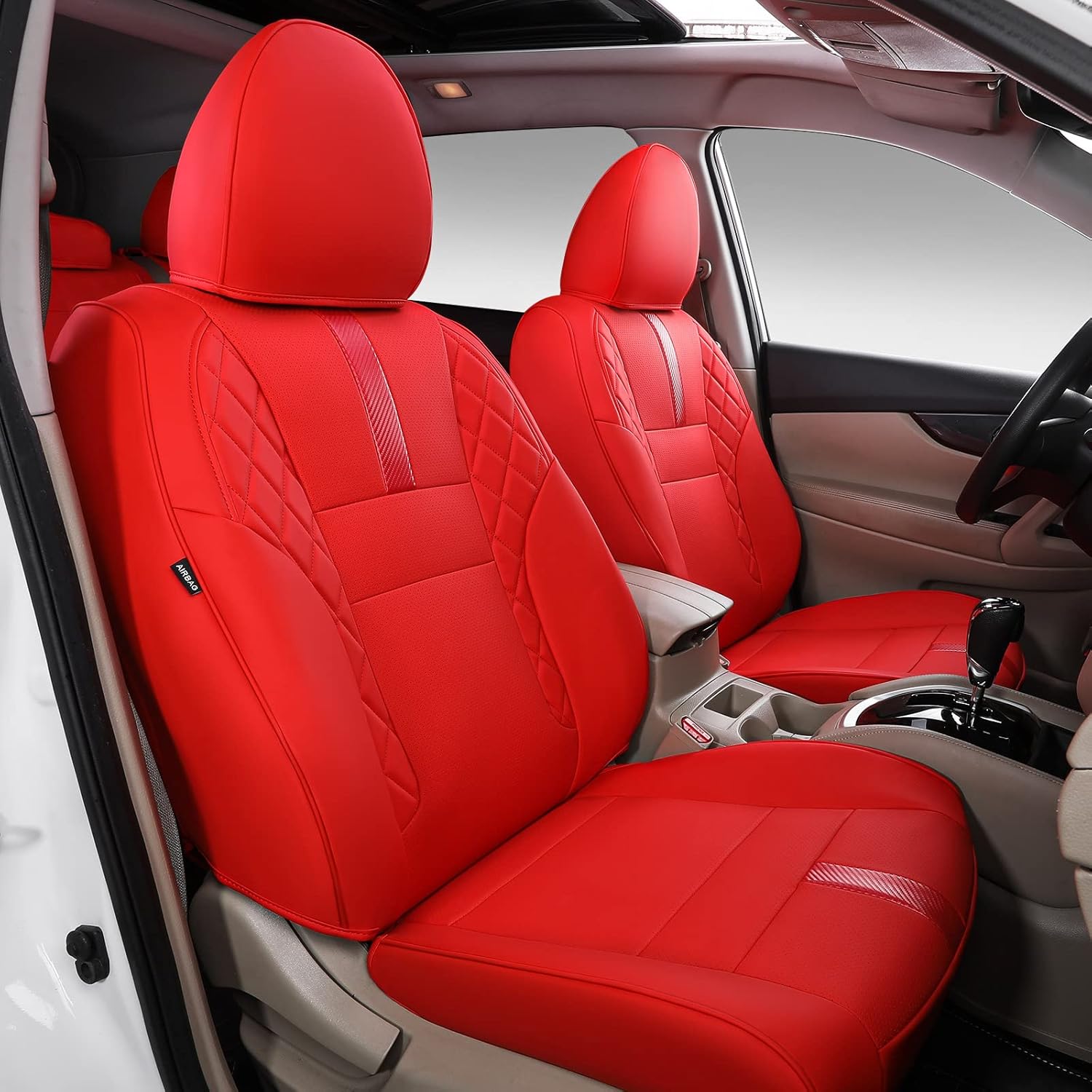 Xipoo Fit 2021-2023 Nissan Rogue Seat Covers Front and Back PU Leather Black Z966