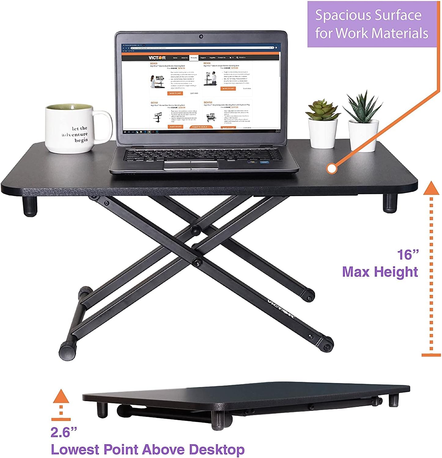 Adjustable Standing Desk, 29”x18.5, Black X8230
