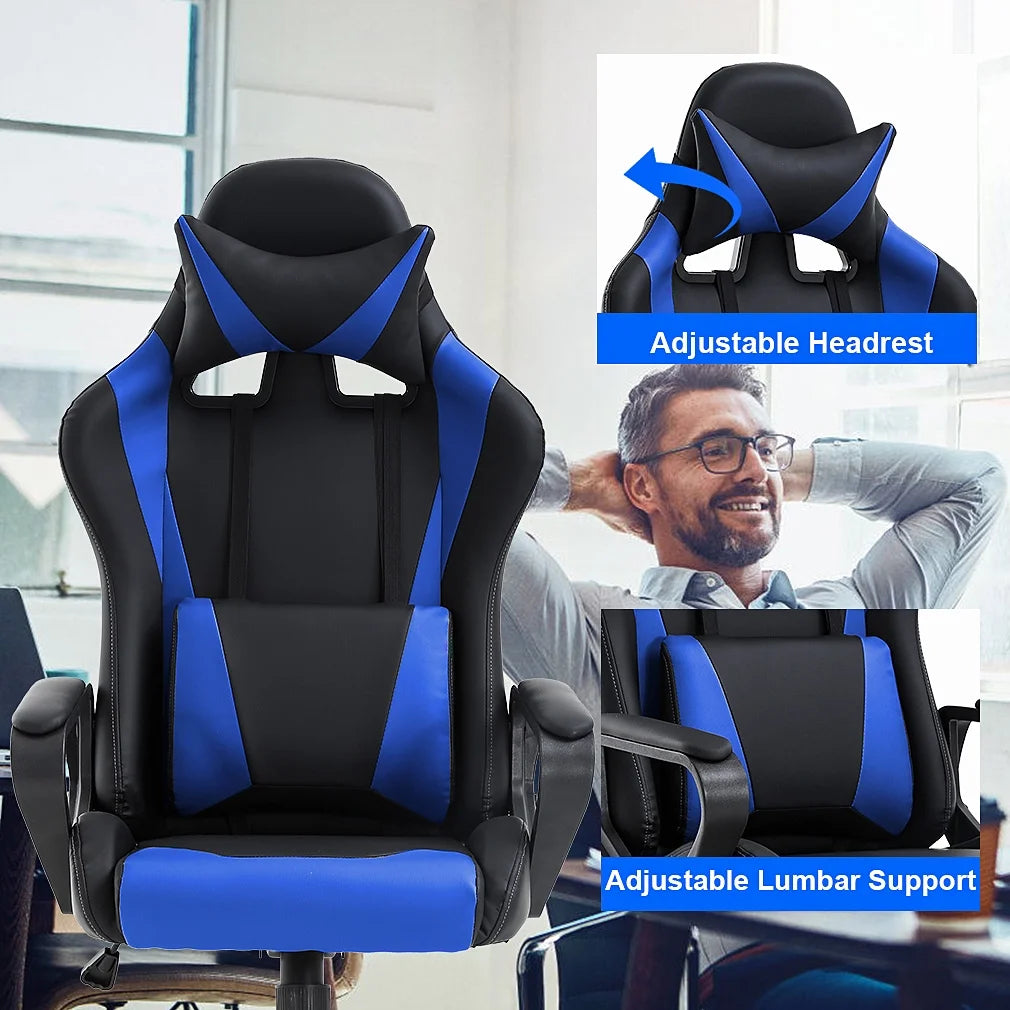 High-Back Gaming Chair with Lumbar Support (Blue) O475597