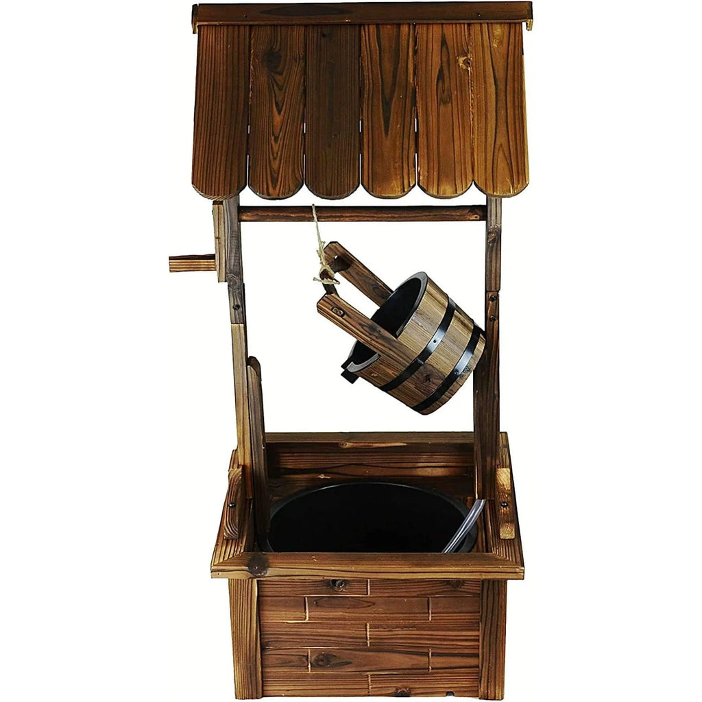 Wood Patio Outdoor Fountain with Adjustable Flow Submersible Electric Pump D2147