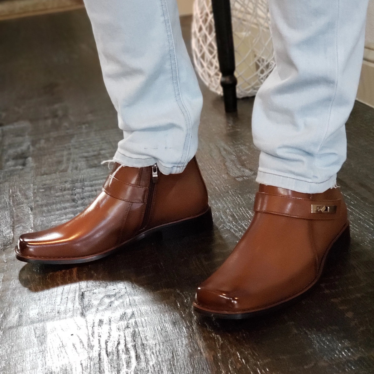 Chocolate Ankle High Square Toe Casual Dress Boots F4320