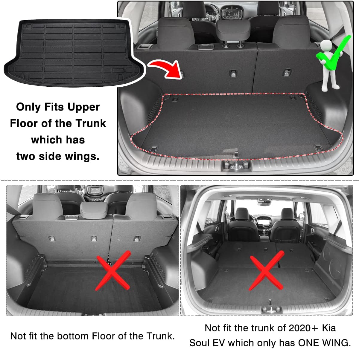 Cargo Liner for Kia Soul 2020 2021 2022 All Weather TPE Trunk Floor Mat Pack of 2 Q6365