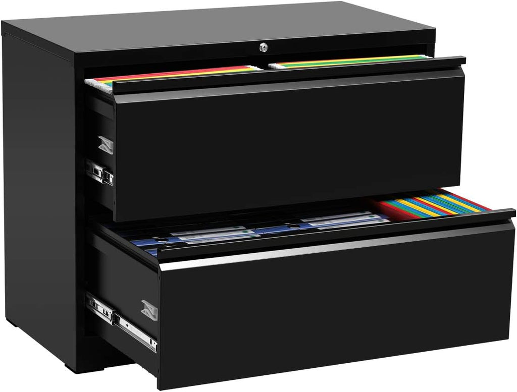 2 Drawer Black Metal Lateral Filing Cabinet M7055