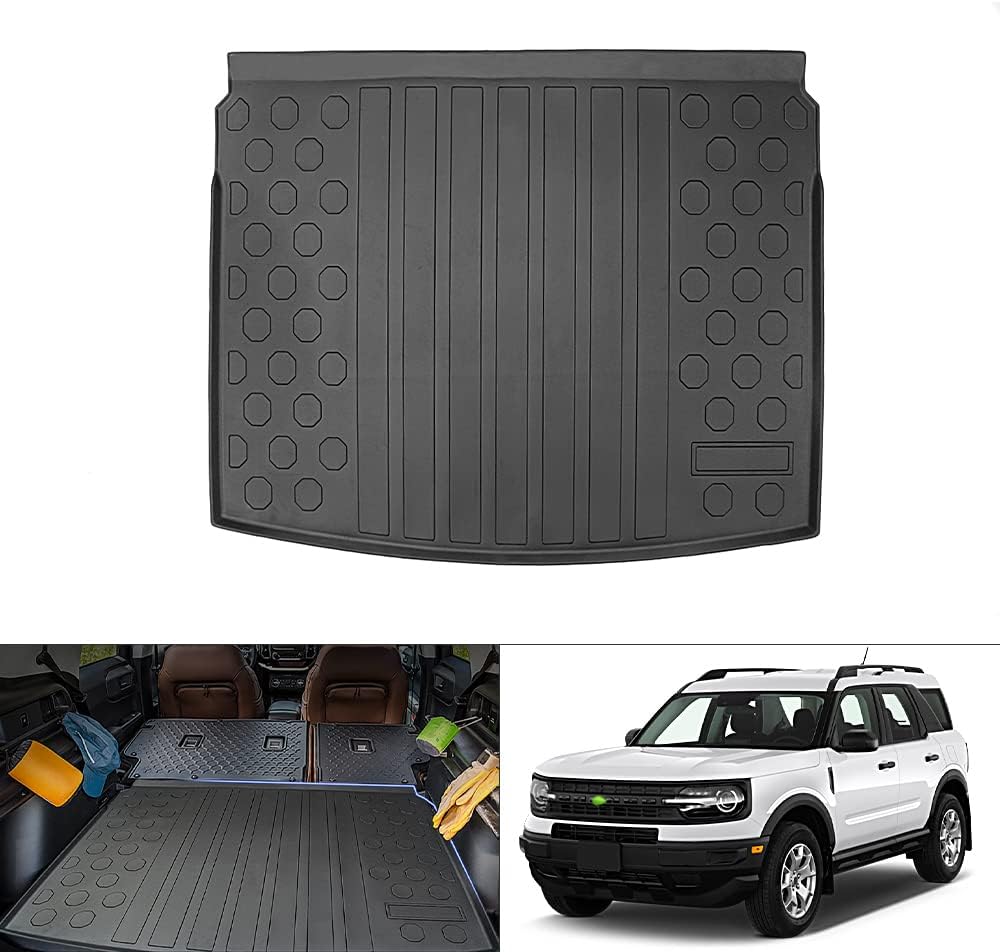 Cargo Mat for 2021 2022 Ford Bronco Sport, All Weather Cargo Liner Rear Trunk Mat, Non-Slip TPO, 4 Doors, Pack of 2 V555