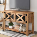 Wood Metal TV Stand with Storage Cabinets and Shelves L4918