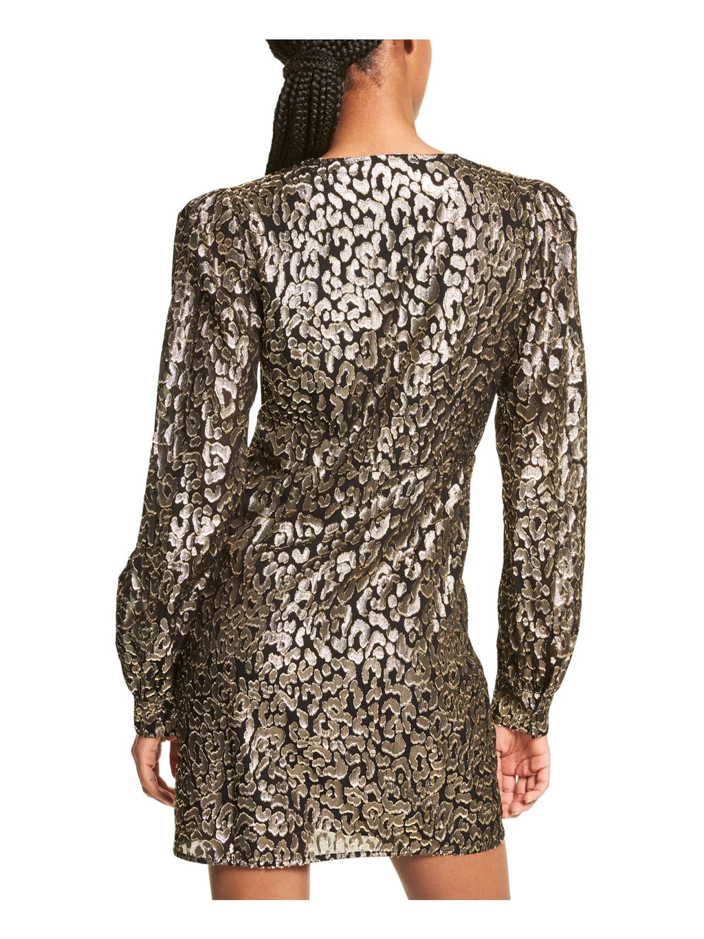 Black Metallic Animal Print Sheath Dress 4 I9434