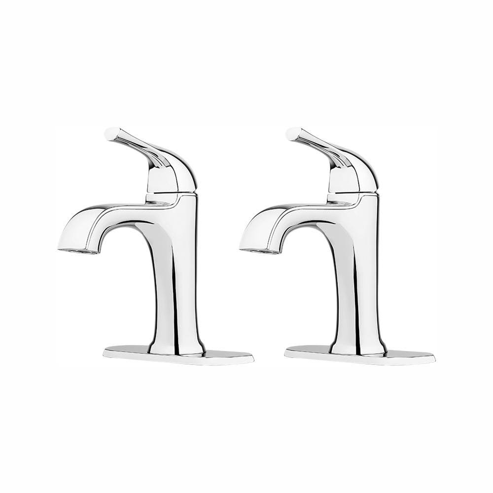 Polished Chrome 4 in. Centerset Single-Handle Bathroom Faucet (2-Pack) H986654
