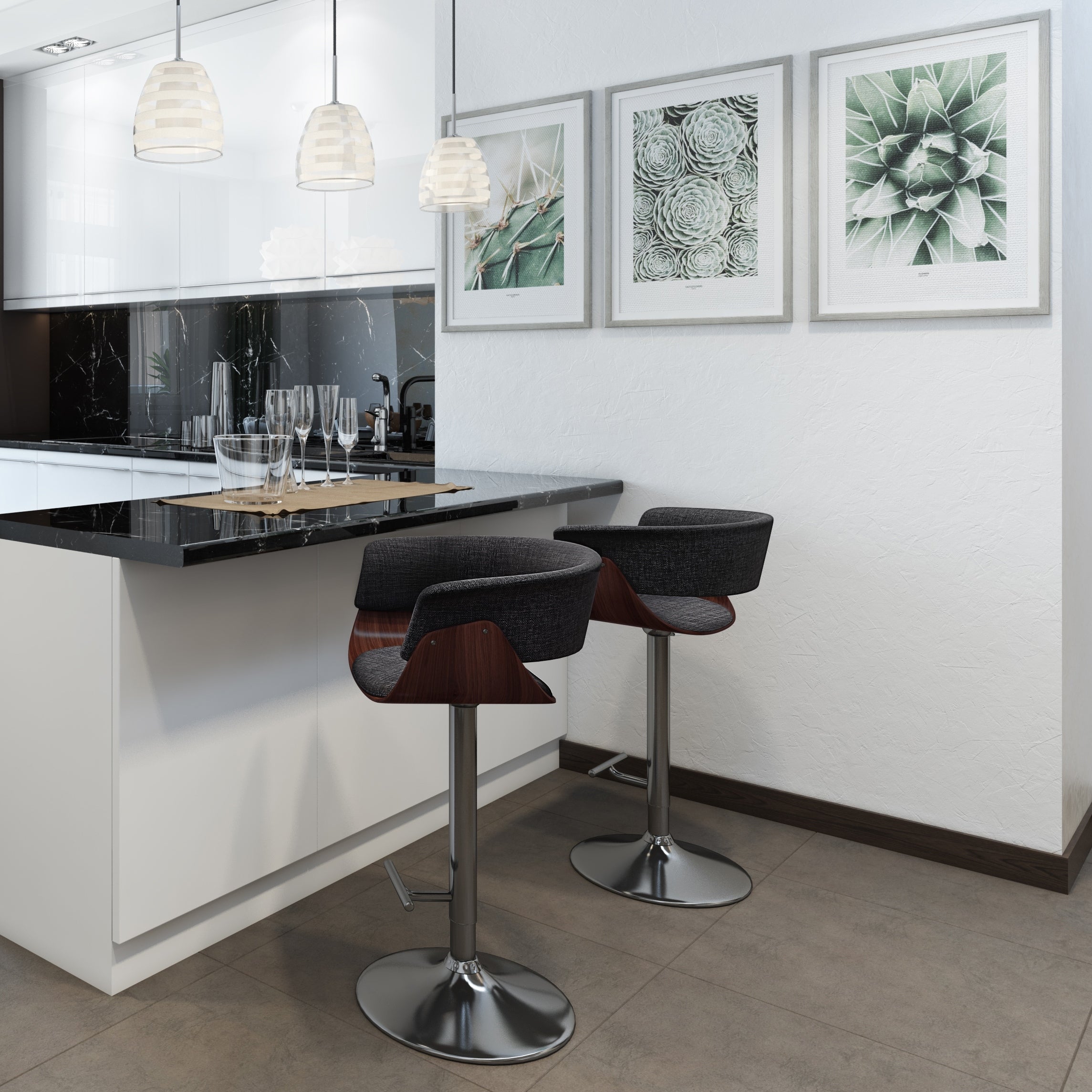 Charcoal Grey Adjustable Swivel Bar Stool N767742