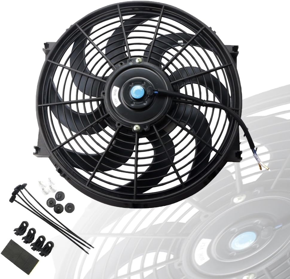 Black 12V Electric Radiator Fan Mounting Kit 14 Inch Set of 2 F1679