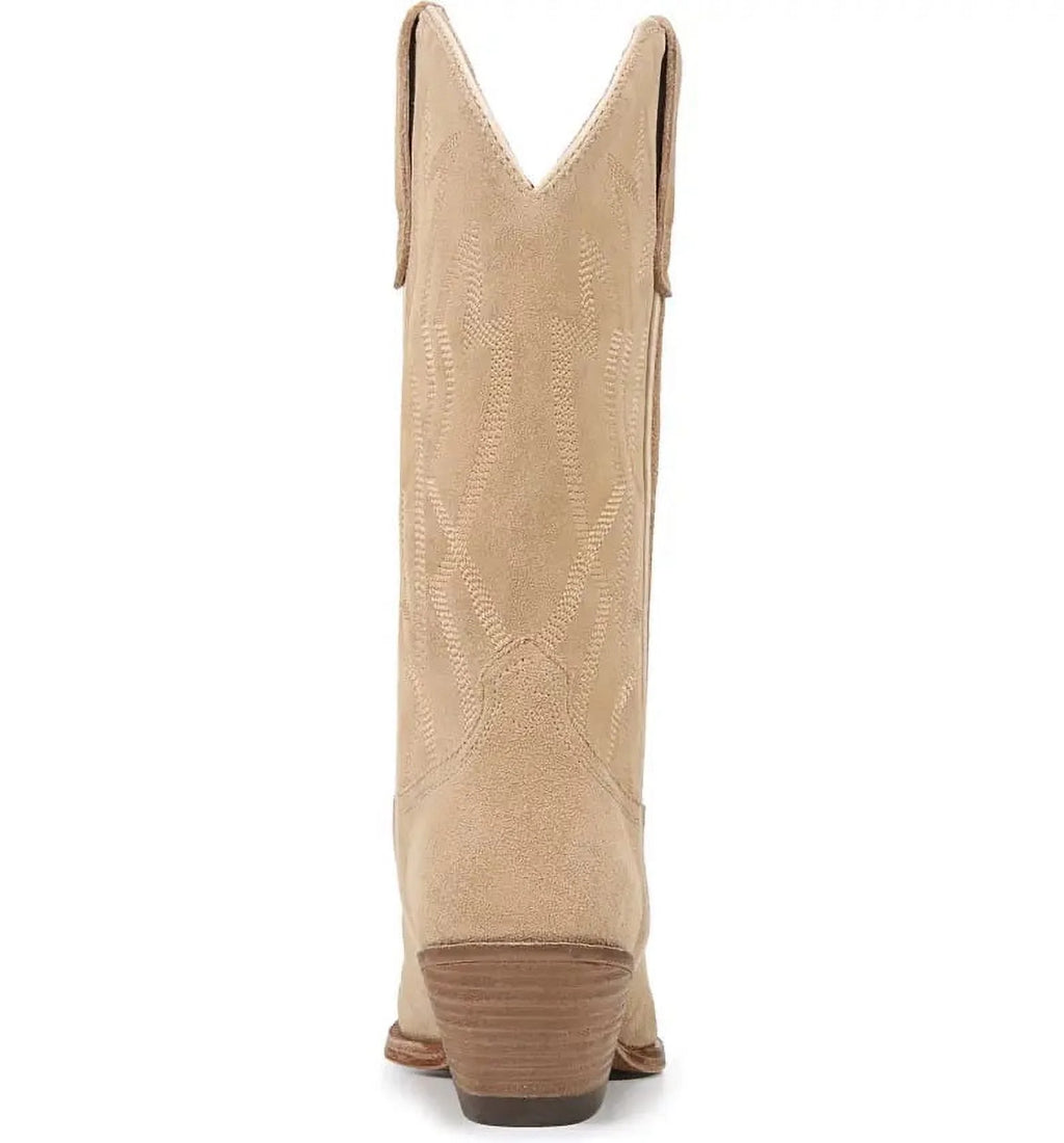 Sand Suede Pointed Toe Western Boots L1466