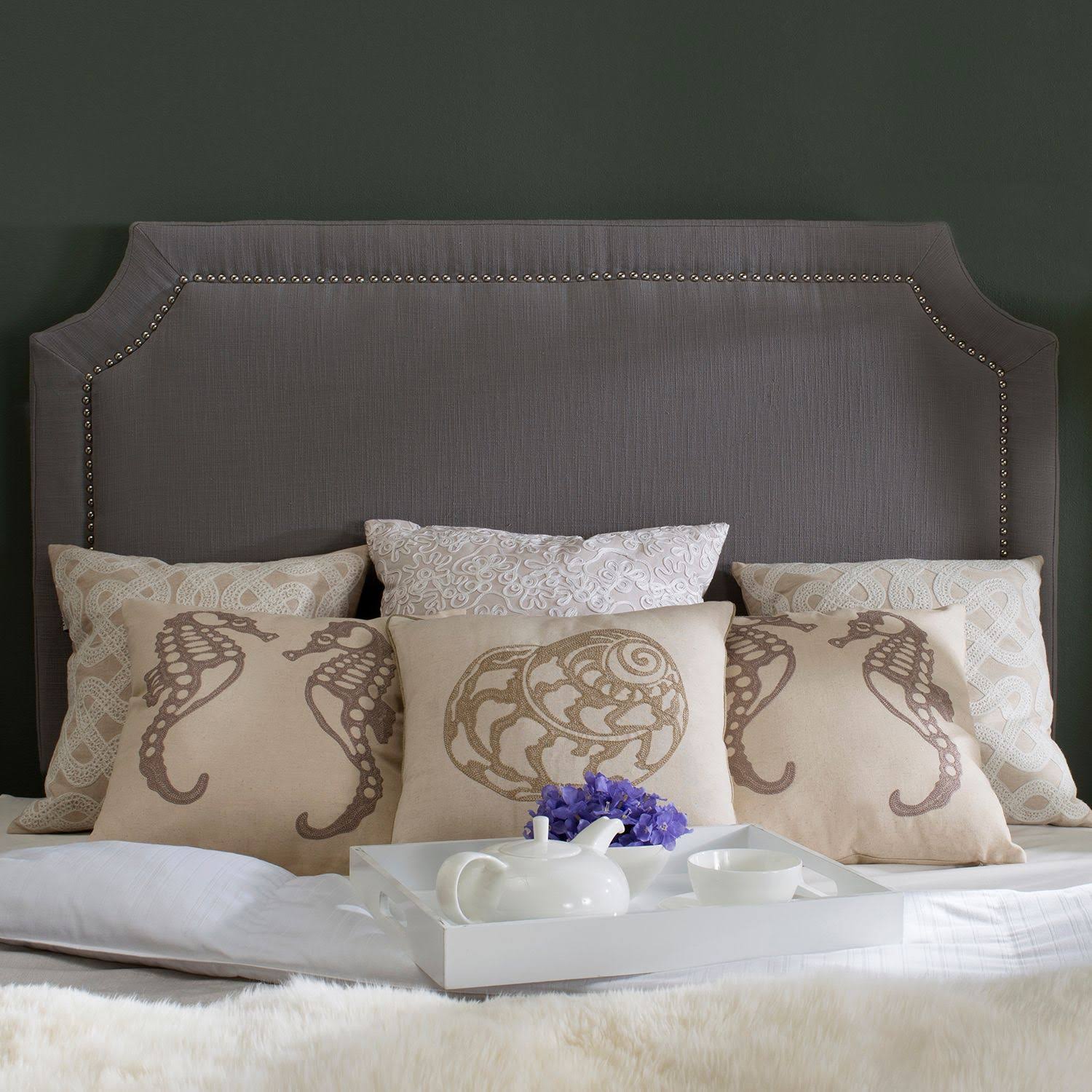 Grey Nailhead Full Headboard A21384