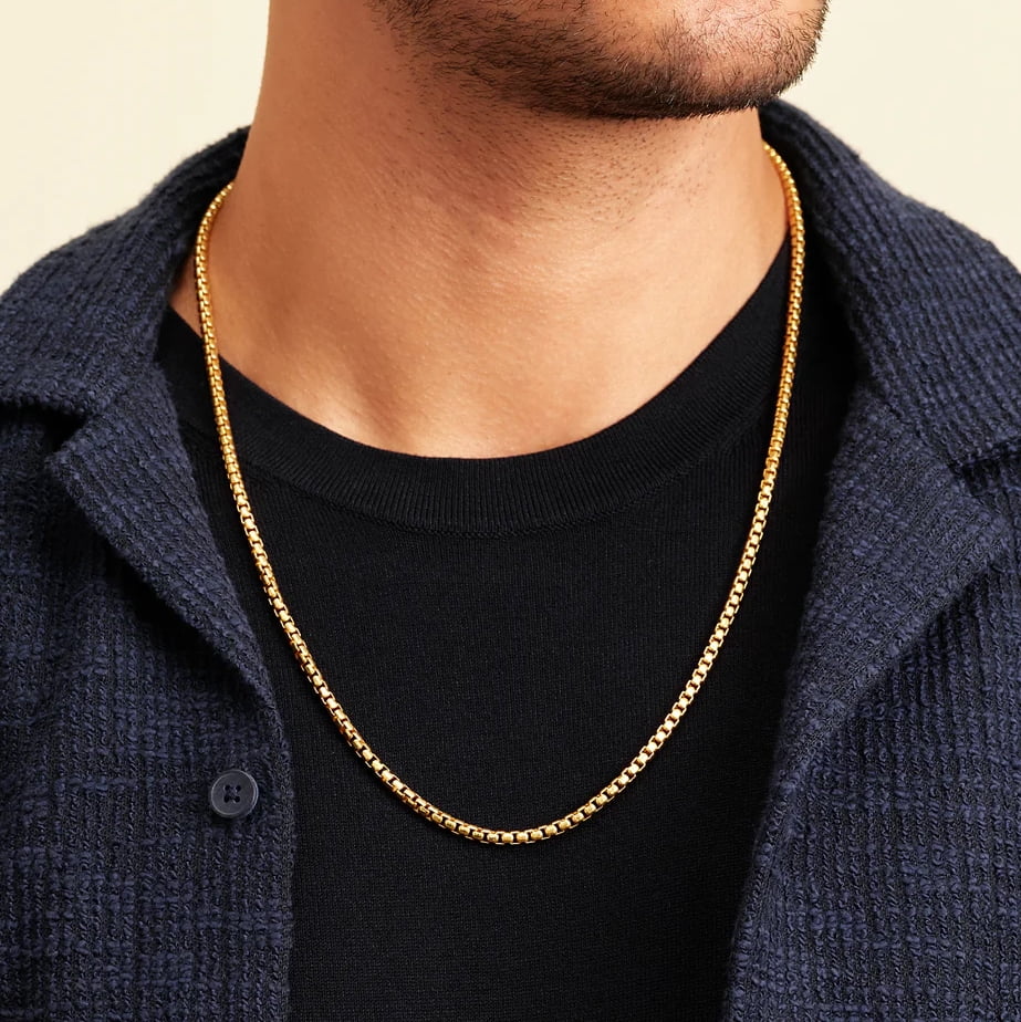 14K Yellow Gold 3.5MM Hollow Round Box Chain Necklace W586144