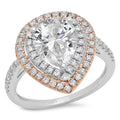 Pear Cut Natural Diamond 18K White Rose Gold Engagement Ring G59110