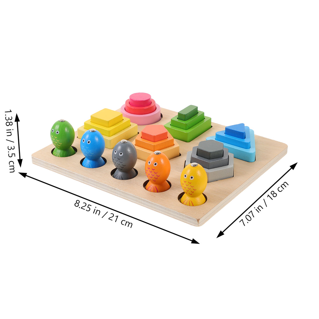 Wooden Shape Puzzle Color Sorting Block Playset Y2935