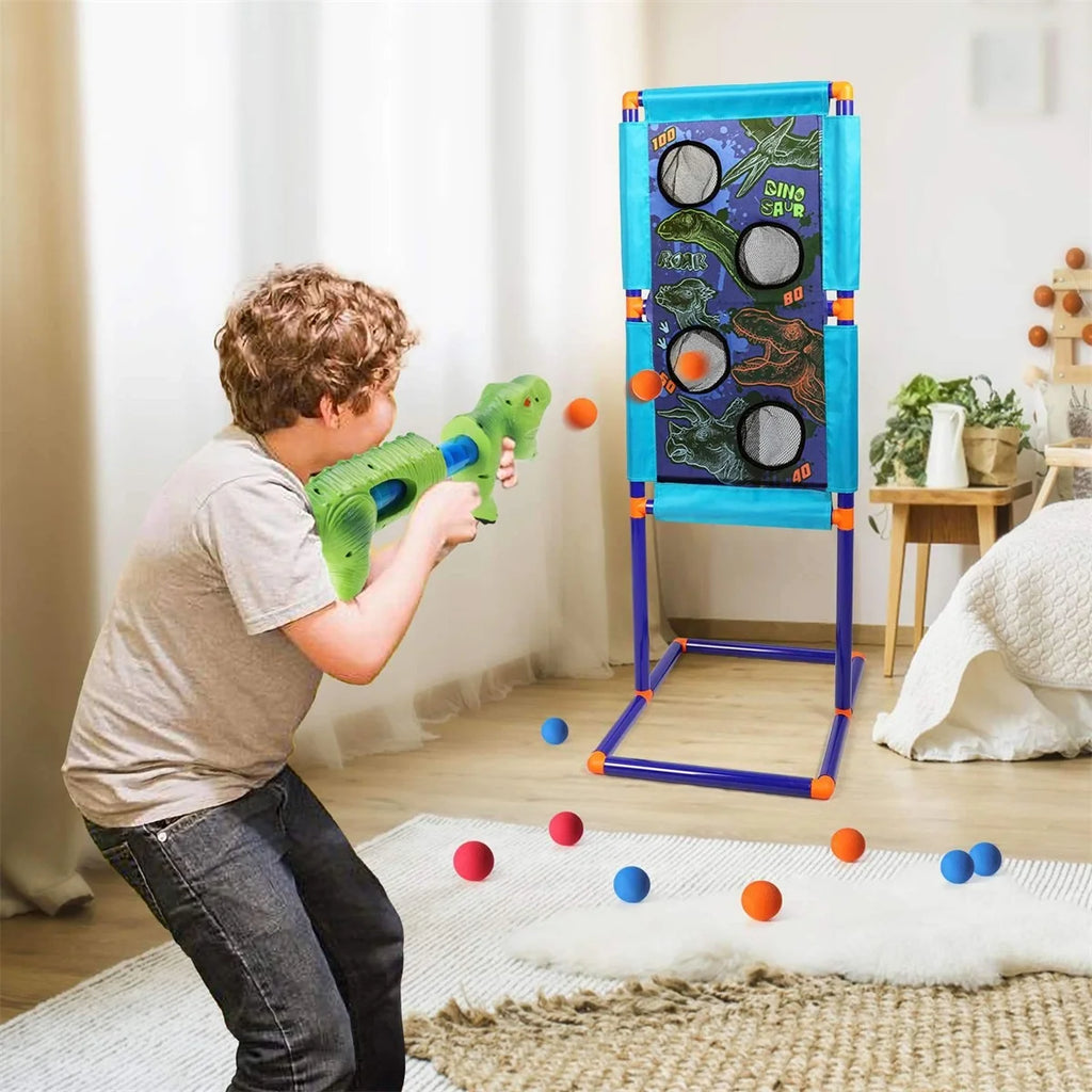 Dinosaur Shooting Game Toy with 2pk Foam Ball Popper Air Guns & 30 Foam Balls Y989