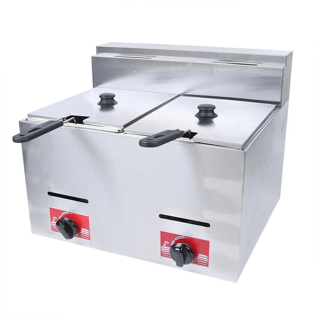 12L Stainless Steel Commercial Gas Fryer with 2 Baskets P84315