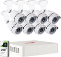 8CH H.265+ Hybrid DVR Security Camera System with 2TB HDD and 8PCS 2.0MP Weatherproof CCTV Bullet Cameras D977471