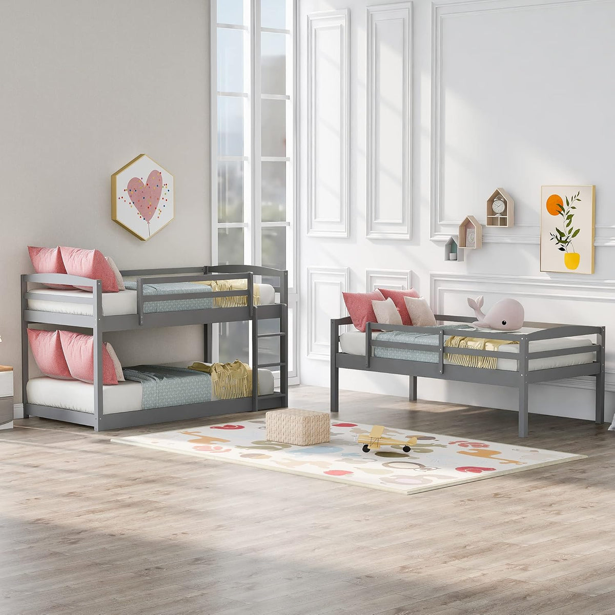 Solid Wood Twin Triple Bunk Bed G749056