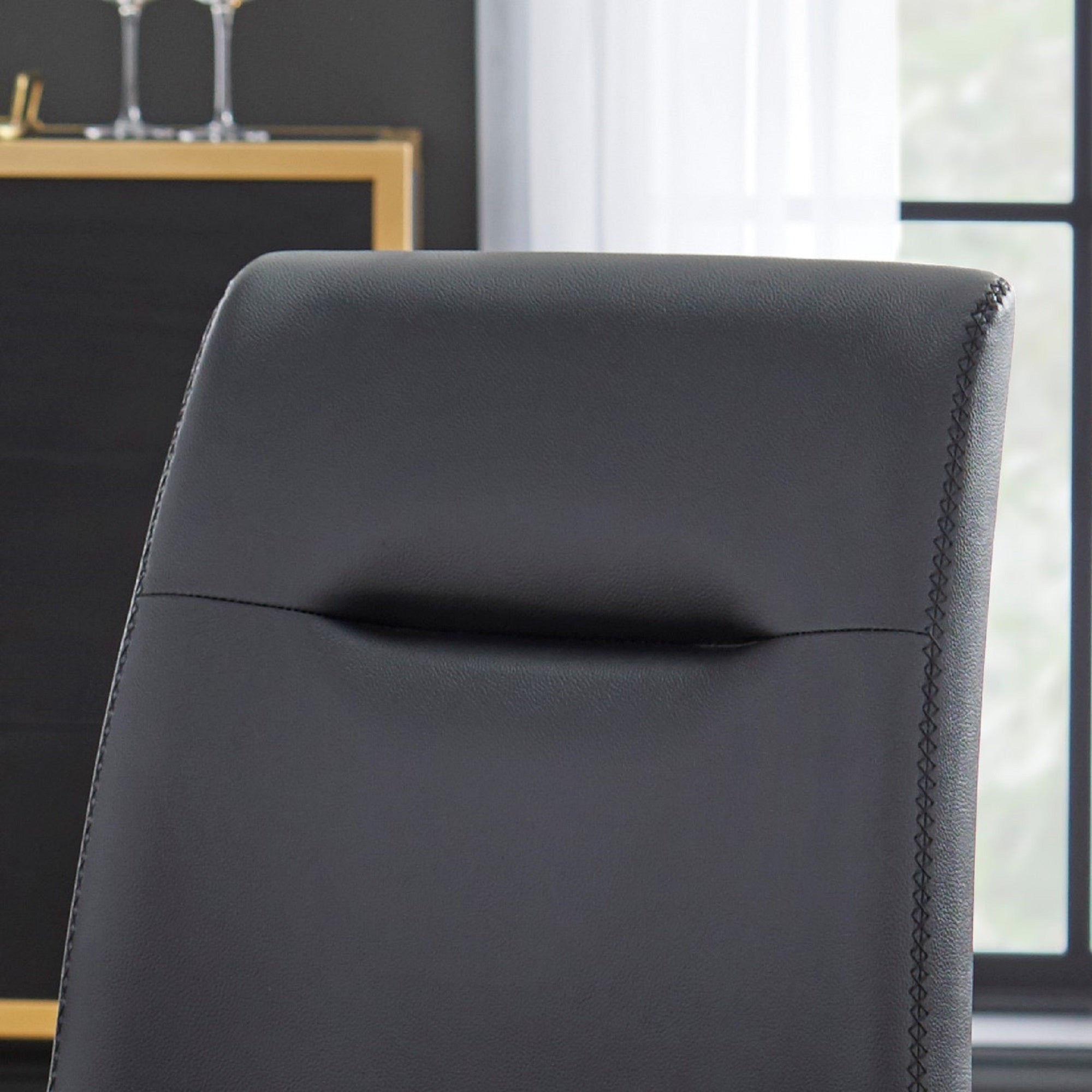 Black Faux Leather Dining Chair, Set of 2 I935902