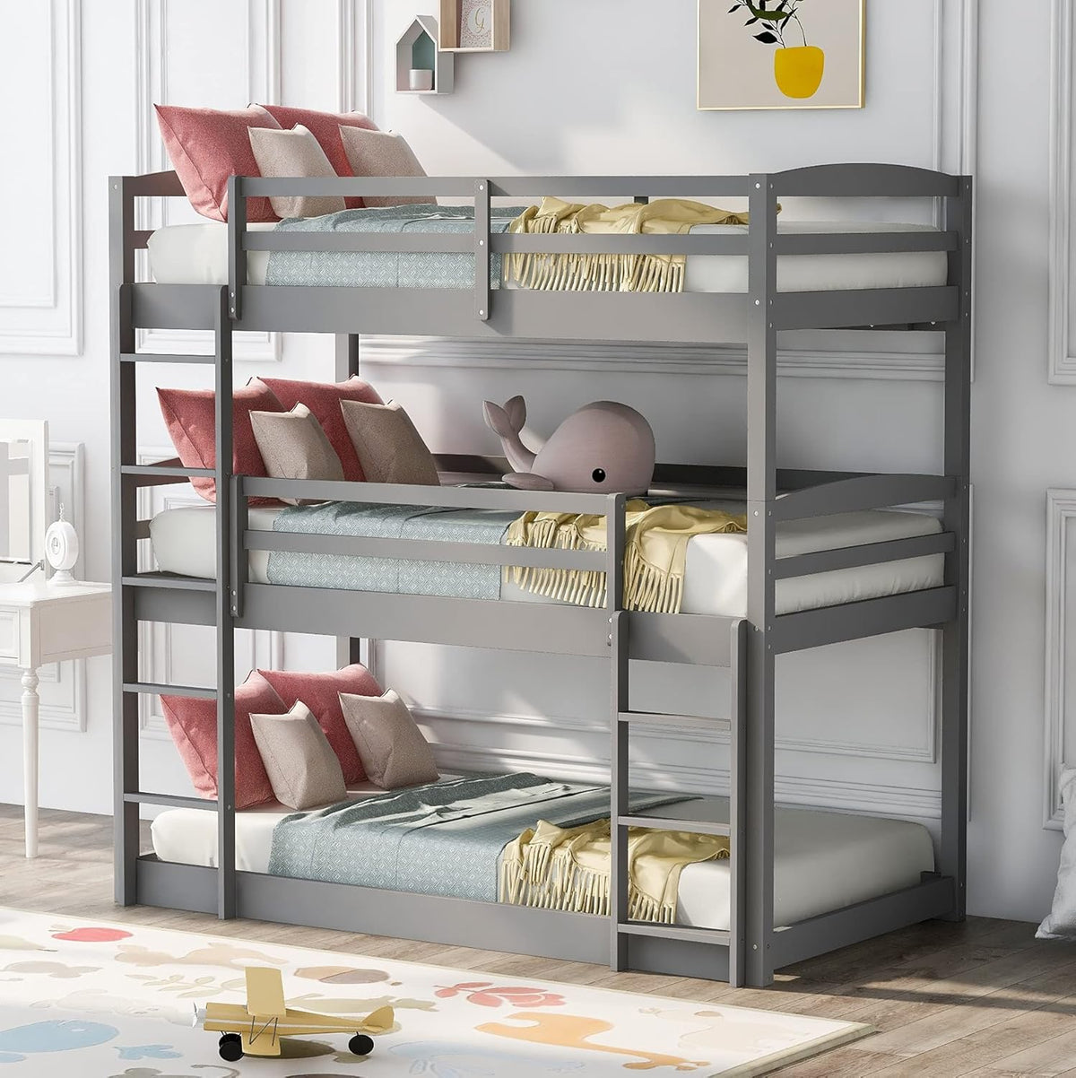 Solid Wood Twin Triple Bunk Bed G749056