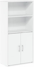 White Storage Cabinet with 2 Open Shelves and 2 Doors I921