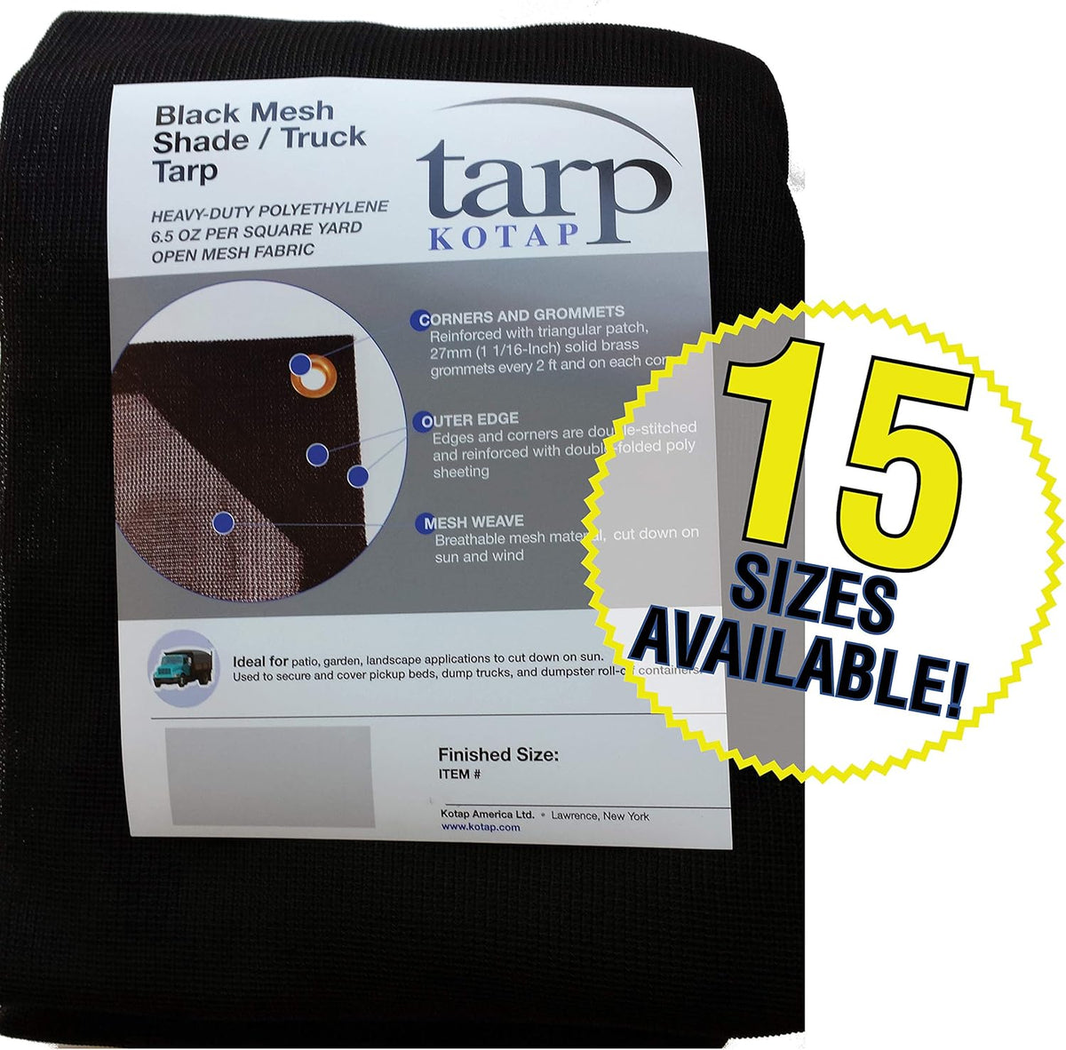12 x 24 ft Black Reinforced Truck Tarp Z807281