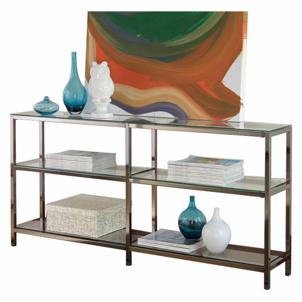 Industrial Metal Bookcase with Glass Shelves G73874