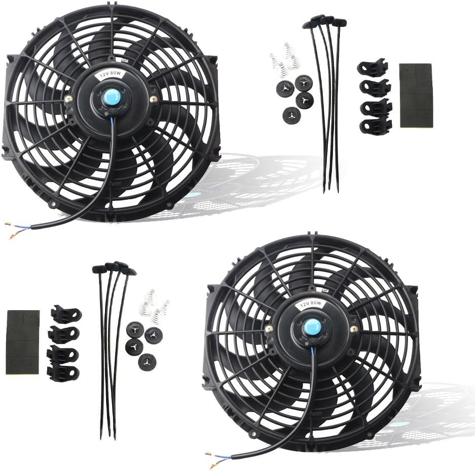 Black 12V Electric Radiator Fan Mounting Kit 14 Inch Set of 2 F1679