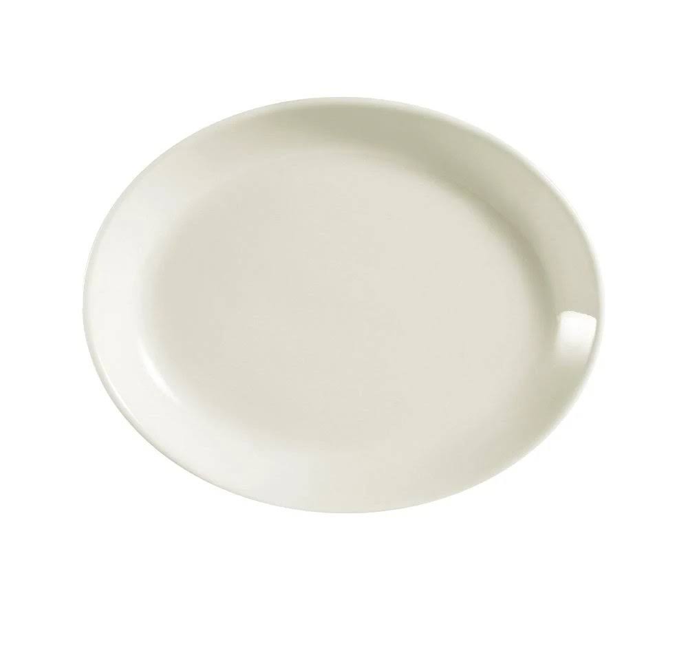 Rolled Edge Stoneware Coupe Oval Platter, American White, Box of 24 I269378
