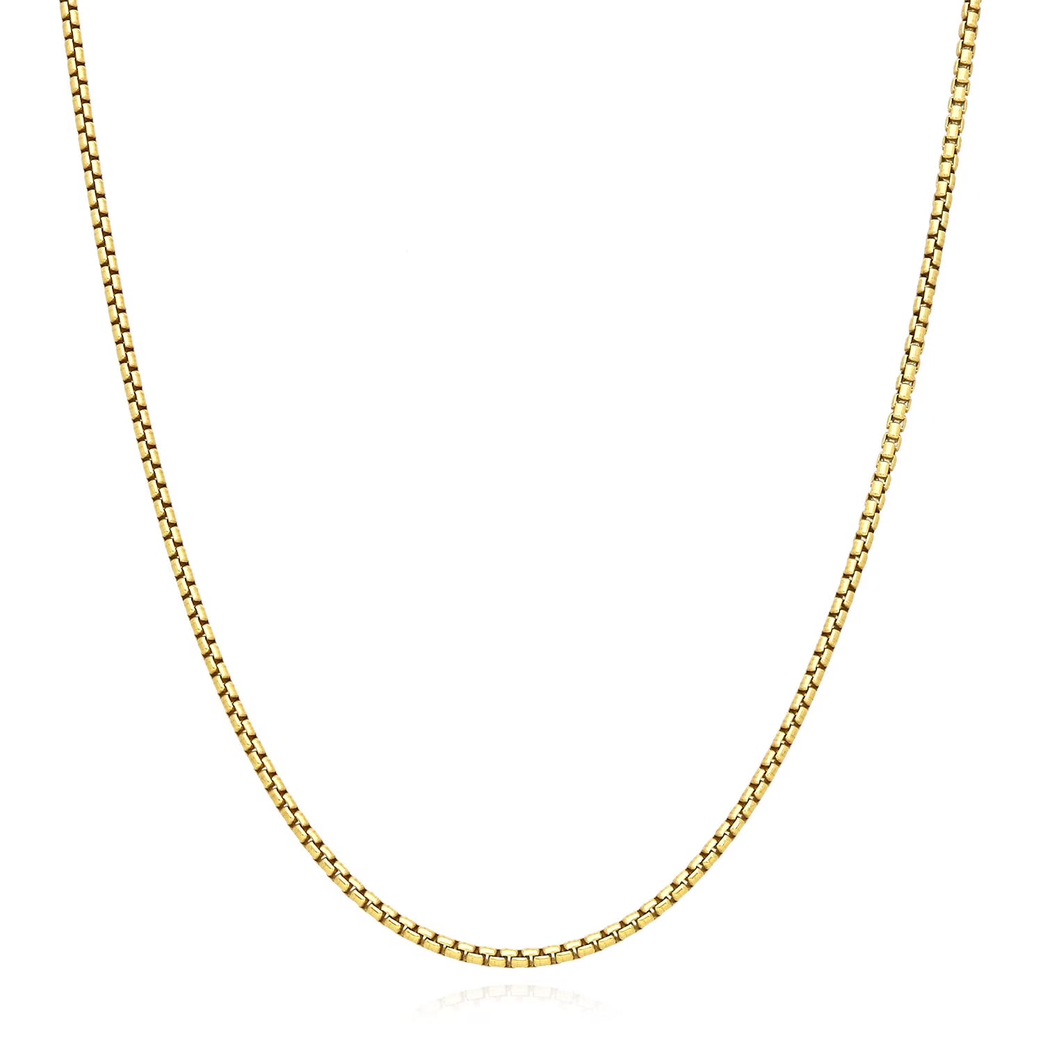 18K Yellow Gold Over Silver 1.7mm Round Box Chain 16"-24" G7946